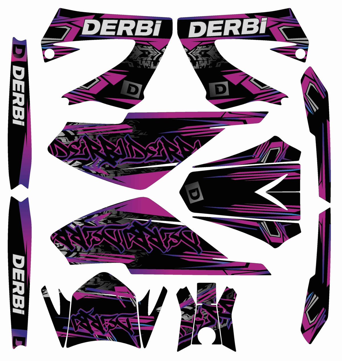 Kit Déco DERBI XTREME XRACE AVANT 2011 - PURPLE GRAPH
