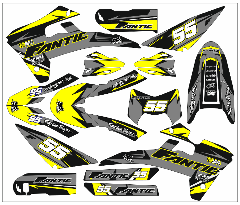 Fantic 50/125 XM / XE 2017-2022 graphics kit - GREY YELLOW