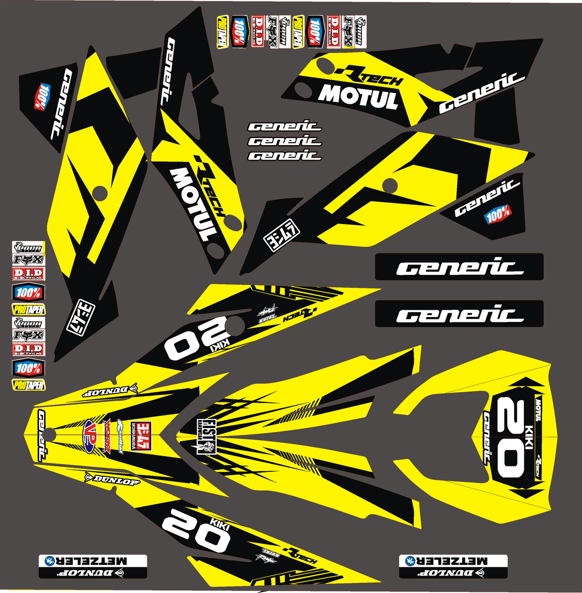 Kit Déco Generic Trigger - JAUNE (non fluo, fluo en option)