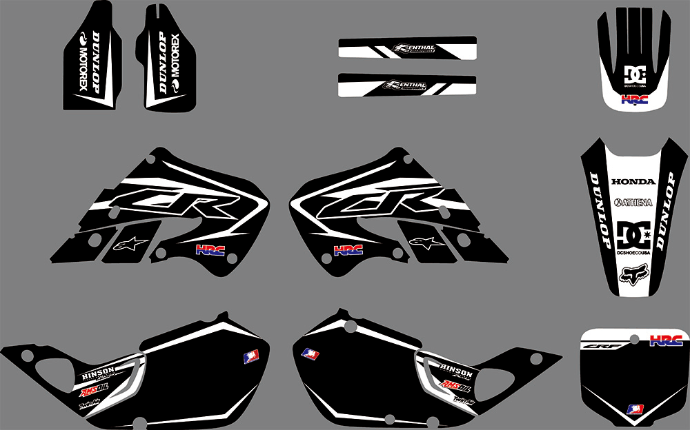 Dekor-Kit HONDA CR 125-250 1997-1999 - SCHWARZ WEISS