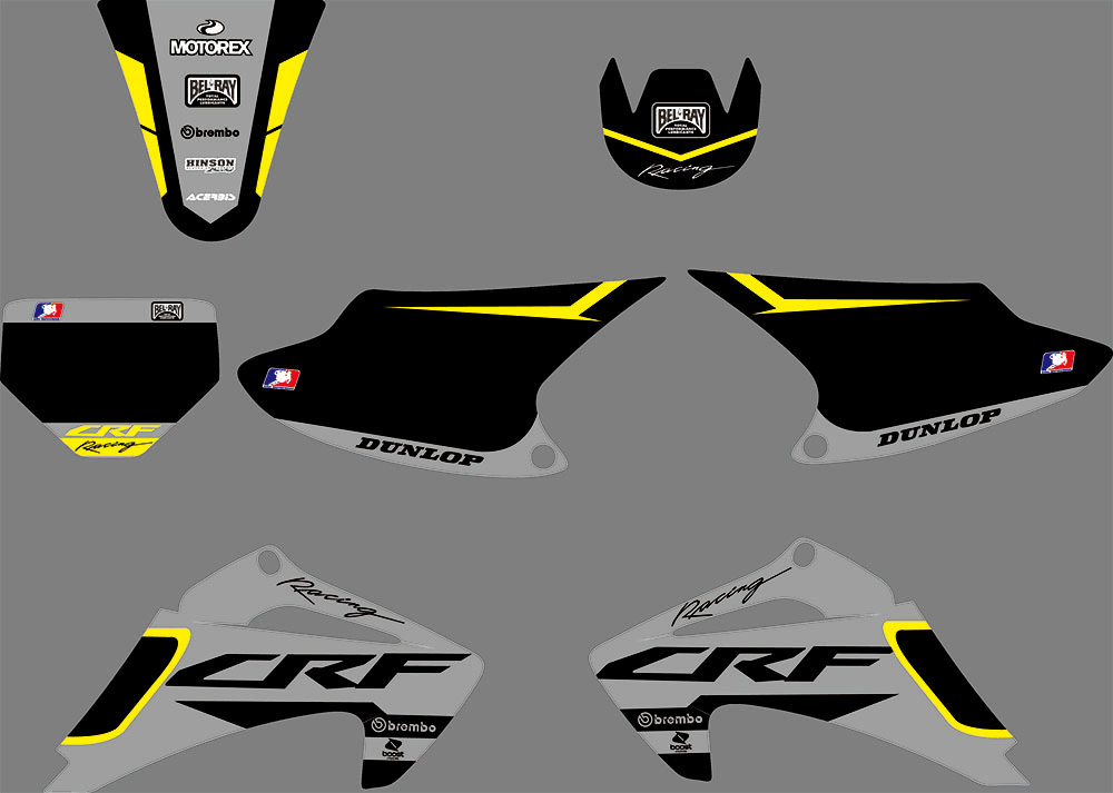 Dekor-Kit HONDA CRF 150-230 TRAIL 2003-2007 - GRAU GELB