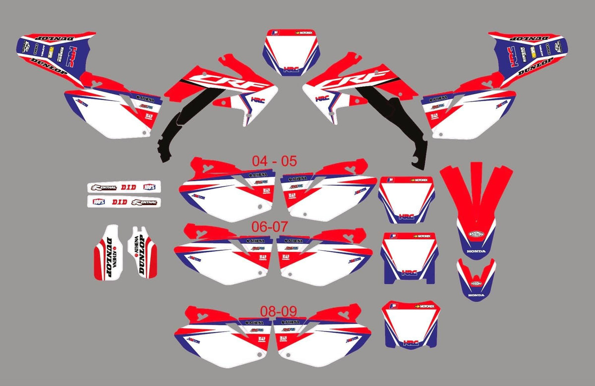 Kit déco HONDA CRF 250 2004-2009 - ORIGINE RED BLUE