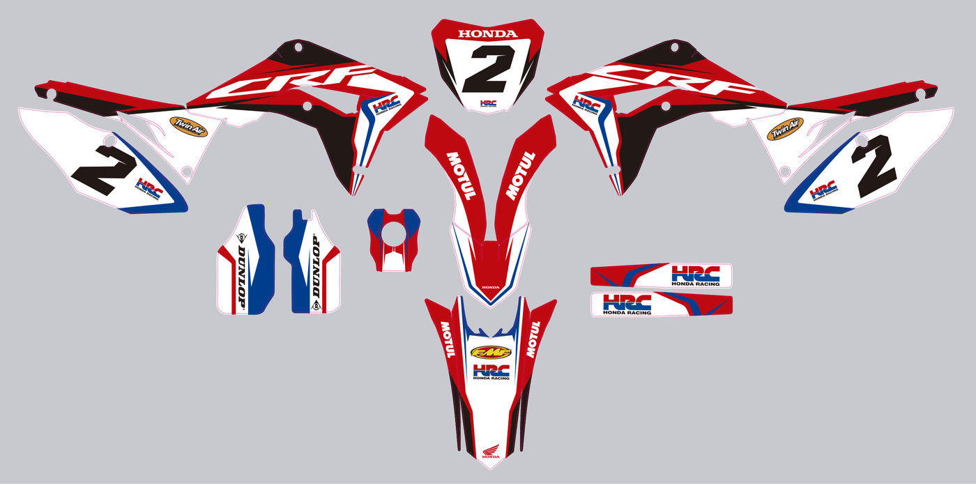 Kit déco HONDA CRF 450 2017-2020 CRF 250 2018-2021 - RED BLACK BLUE