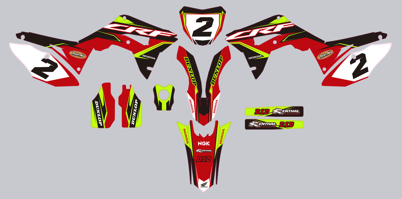 Kit déco HONDA CRF 450 2017-2020 CRF 250 2018-2021 - RED YELLOW
