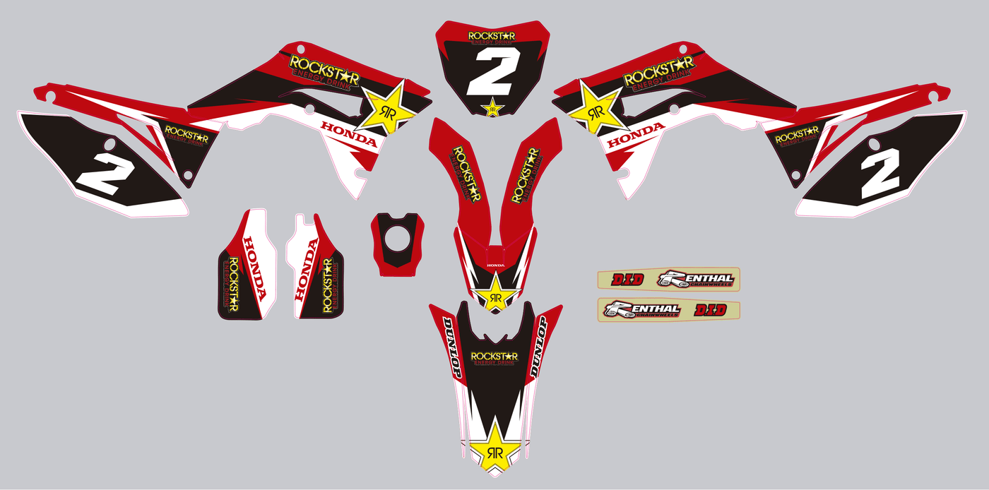 Kit déco HONDA CRF 450 2017-2020 CRF 250 2018-2021 ROCKSTAR