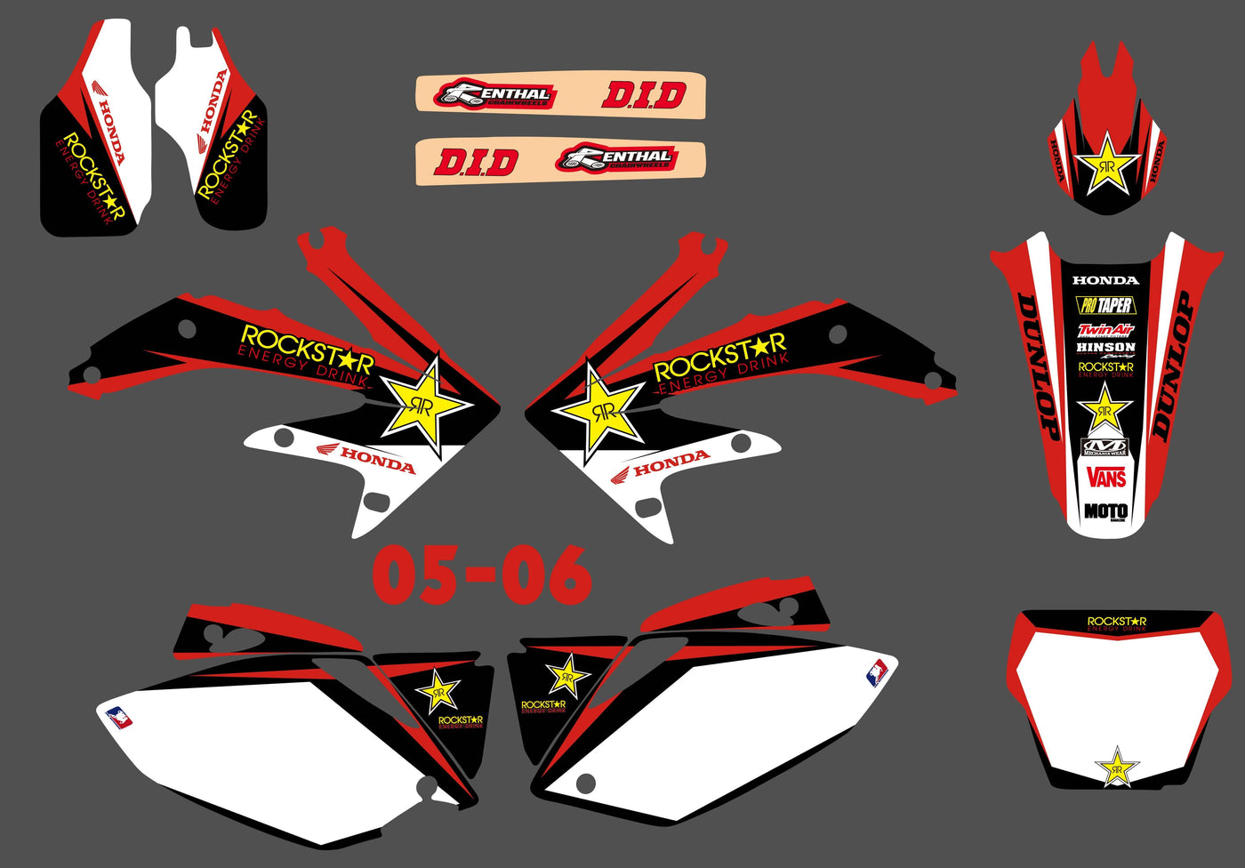 Kit Déco HONDA CRF 450 2005-2008 ROCKSTAR RED