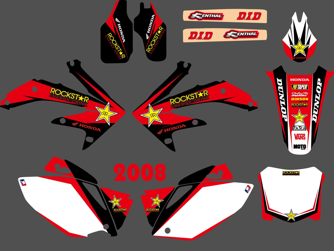 Kit Déco HONDA CRF 450 2005-2008 ROCKSTAR RED #2