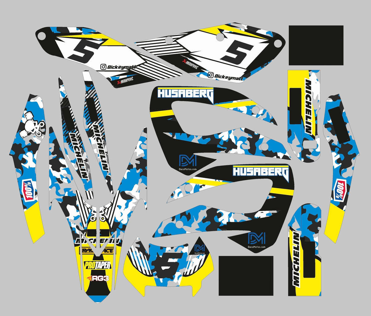 Dekor-Kit HUSABERG FE/FS 390-450-570 CAMO BLAU