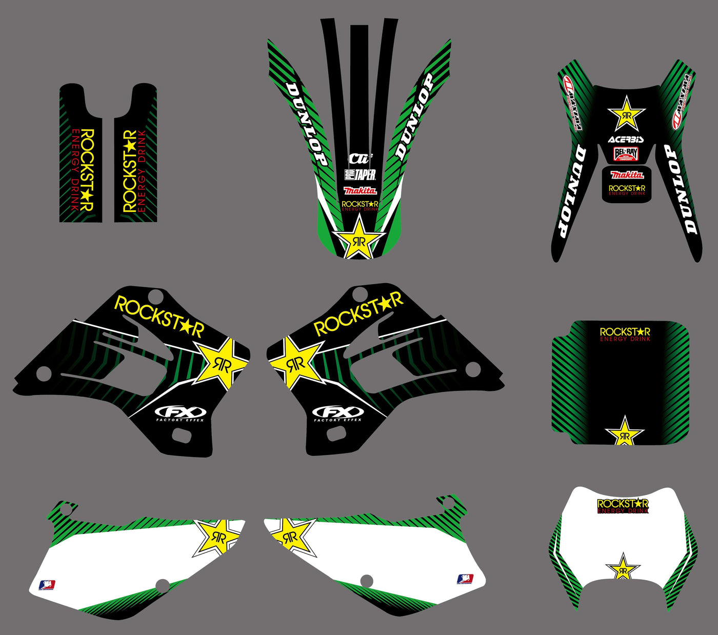 kit grafiche KAWASAKI KDX 200-220 1995-2005 ROCKSTAR