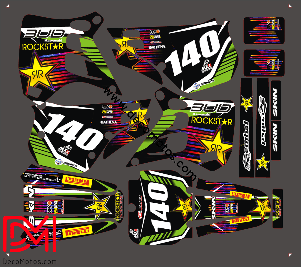 Kit Deco KAWASAKI KX 125 1990-1991 BUD RACING