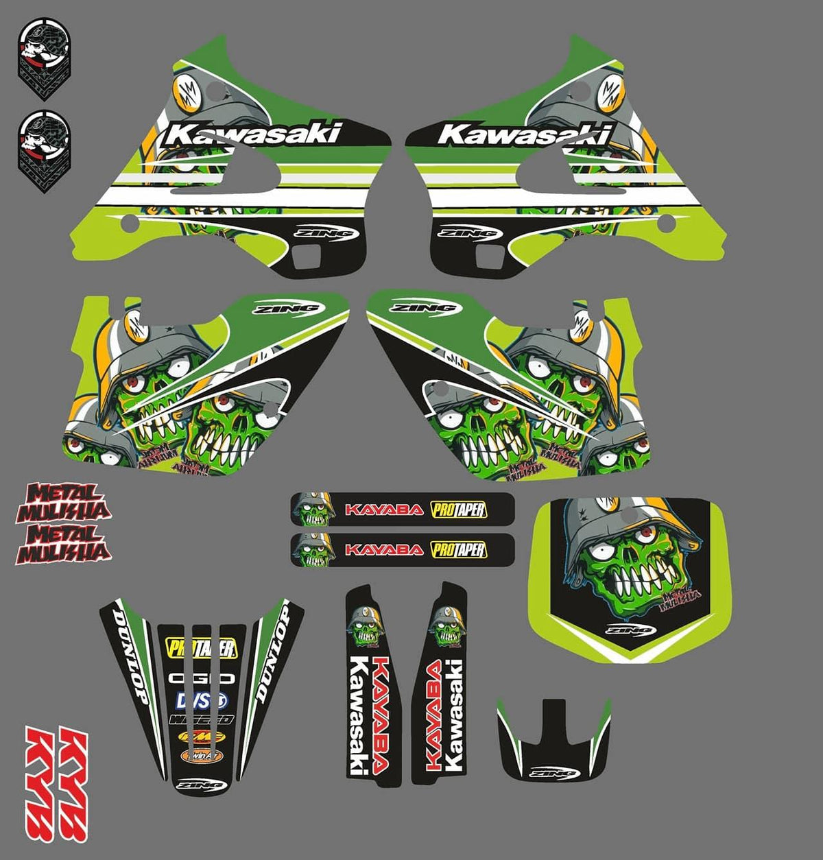 Kit Déco KAWASAKI KX 125-250 1994-1998 Metal Mulisha V2