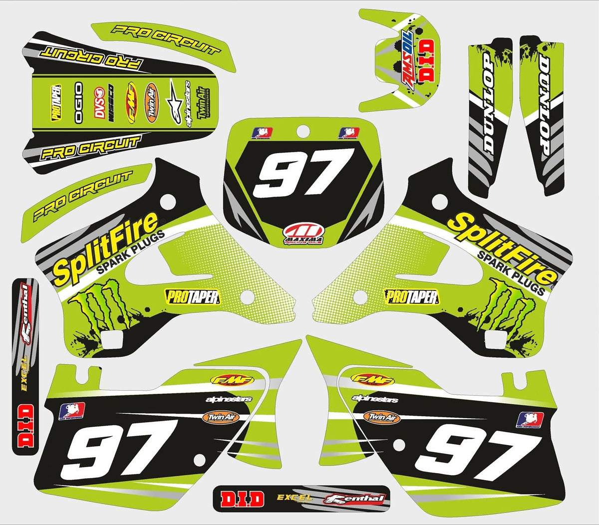 Kit Déco KAWASAKI KX 125-250 1994-1998 MONSTER #5