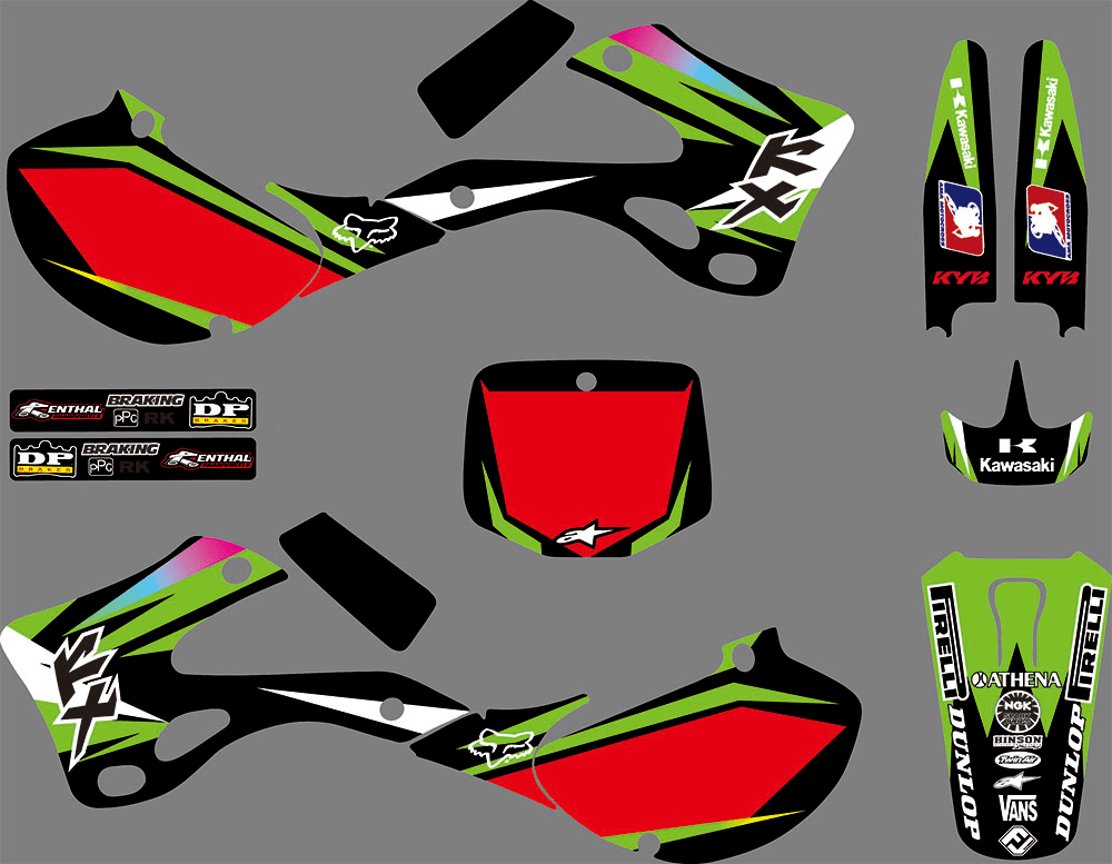 Kit déco KAWASAKI KX 125-250 1999-2002 GREEN RED