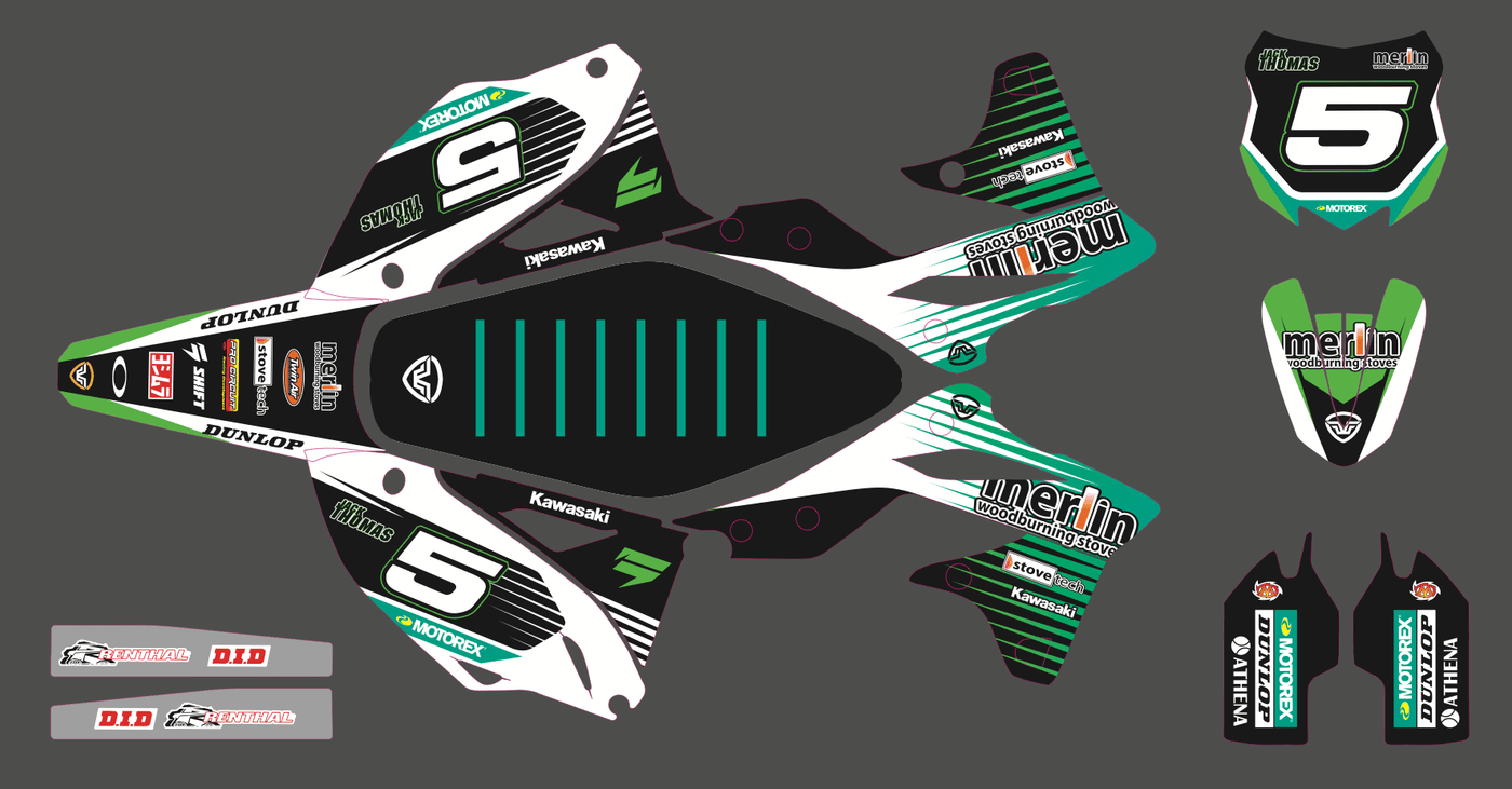 Kit déco KAWASAKI KXF 250 2016 (VENDU SANS HOUSSE DE SELLE)