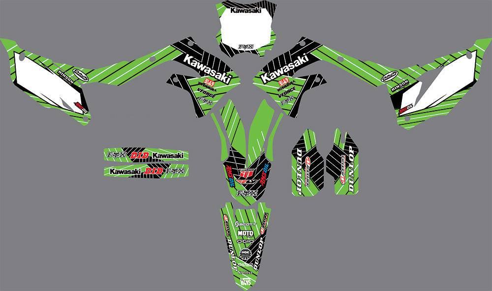 Kit Deco Kawasaki KXF 250 2021-2024 & KXF 450 2019-2023 GREEN WHITE