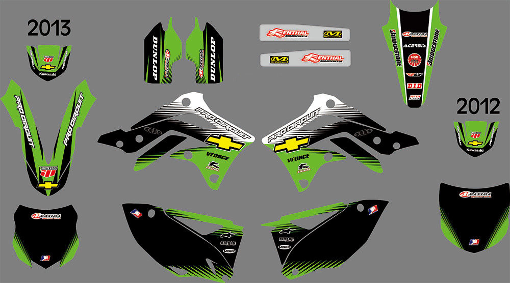 Kit Déco KAWASAKI KXF 450 2012-2013 PRO CIRCUIT
