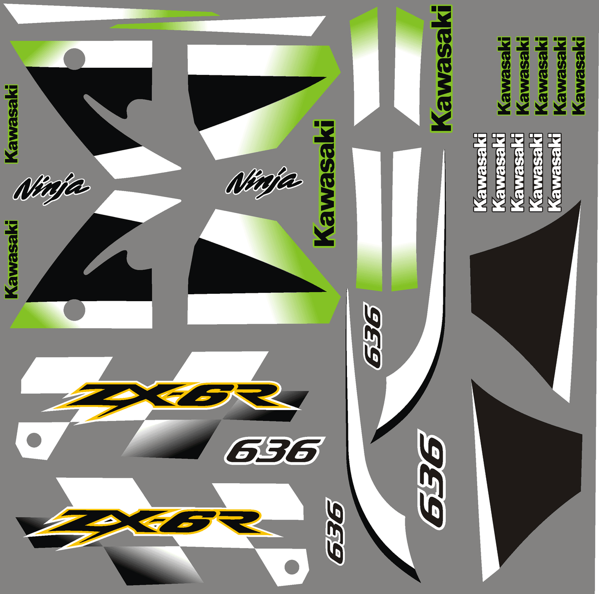 Kit déco Kawasaki NINJA ZX-6R 2002 - ORIGINE