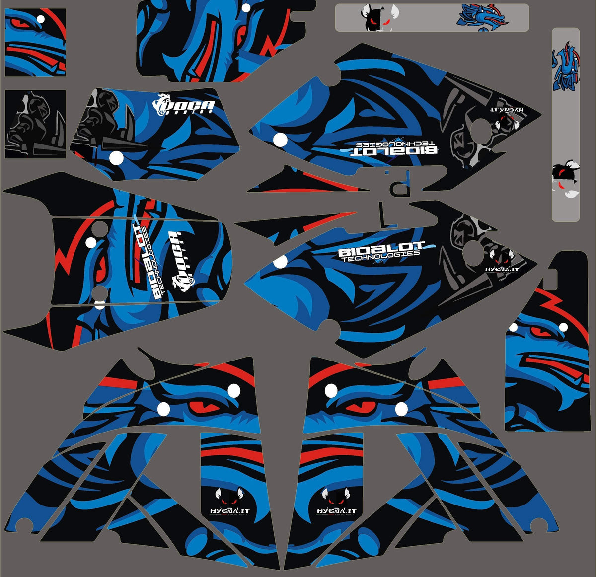 kit gráfico RIEJU SMX / MRX - AZUL VERMELHO