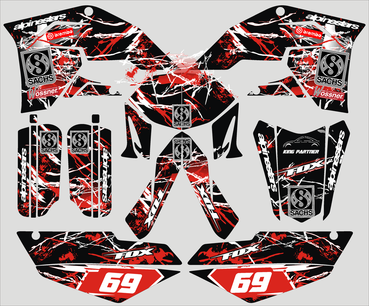 kit grafiche SACHS SFM ZZ 125 ROSSO