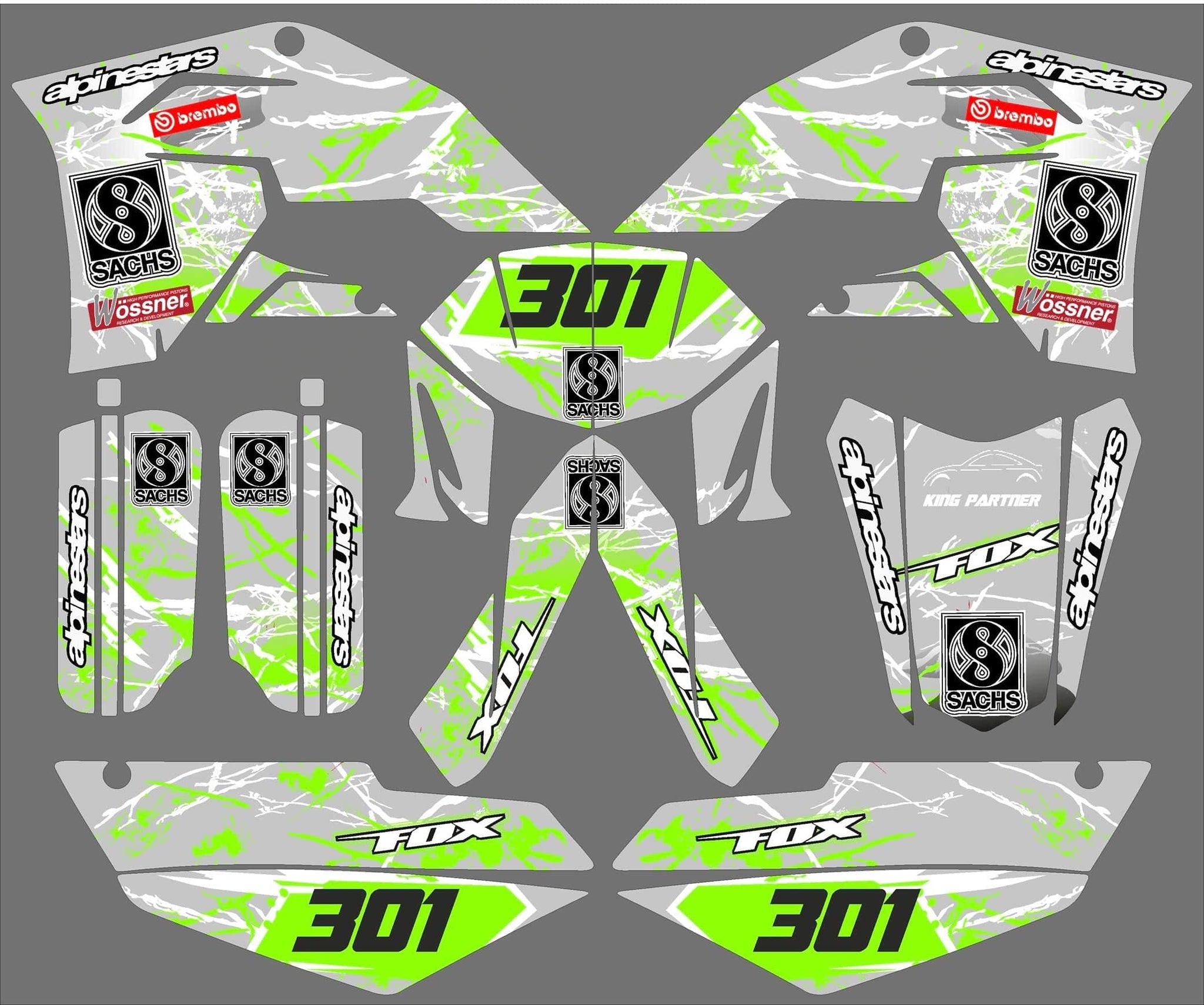 SMKZ 新・外ステッカー Dekorationskit SACHS SFM ZZ 125 GRÜN