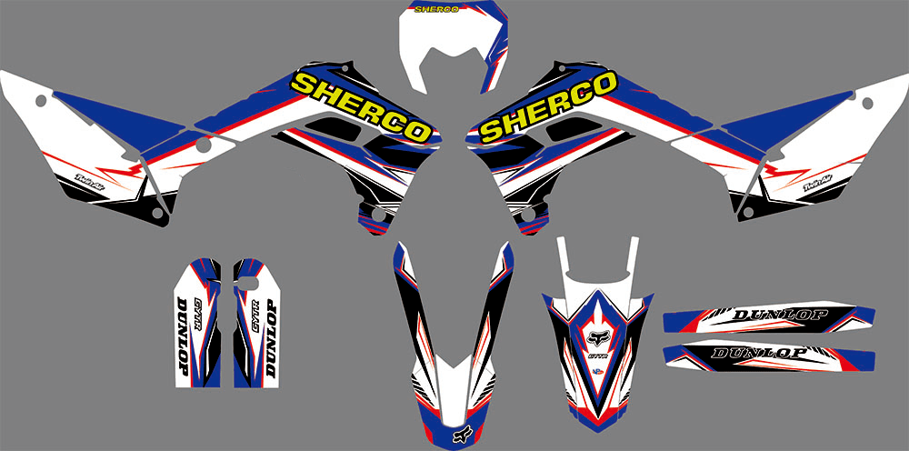 Sherco SE SEF 2017-2024 graphics kit - BLUE RED YELLOW