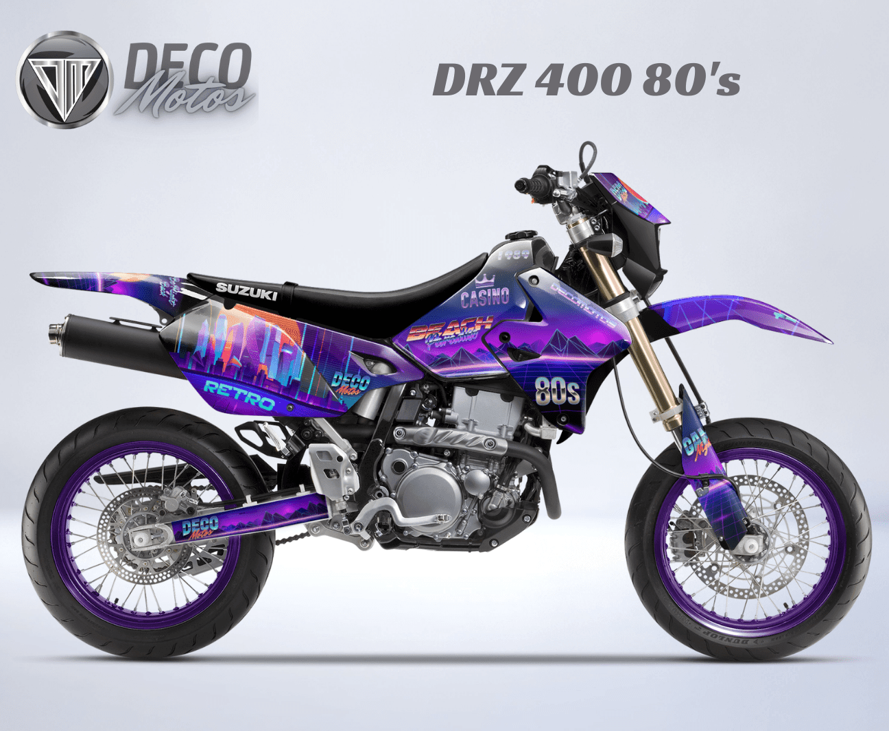 Purple SUZUKI DRZ 400 80's decoration kit - Main Image