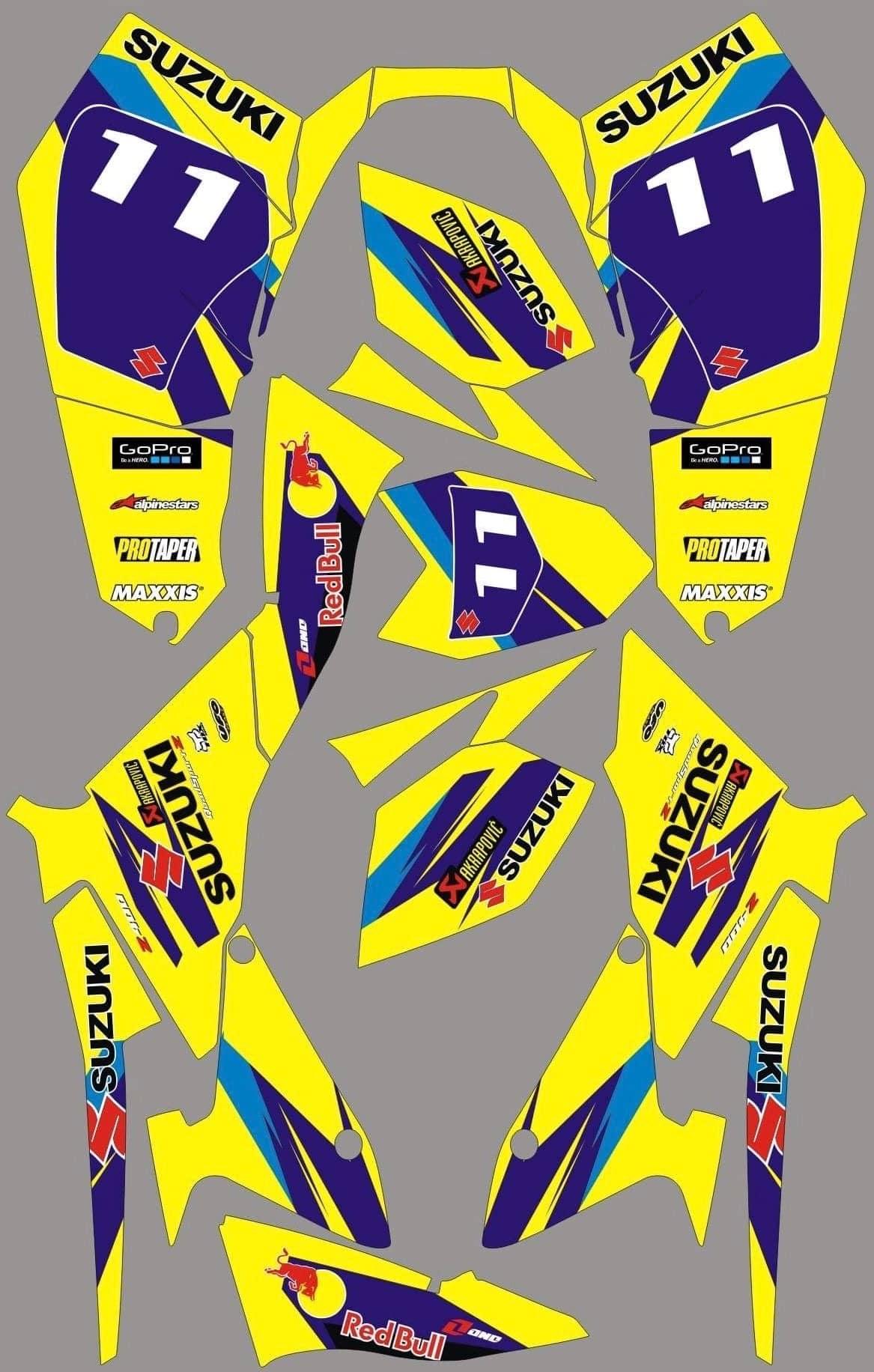 Kit Déco SUZUKI LTZ 400 2009-2015 - ORIGINE YELLOW BLUE (modèle injection)