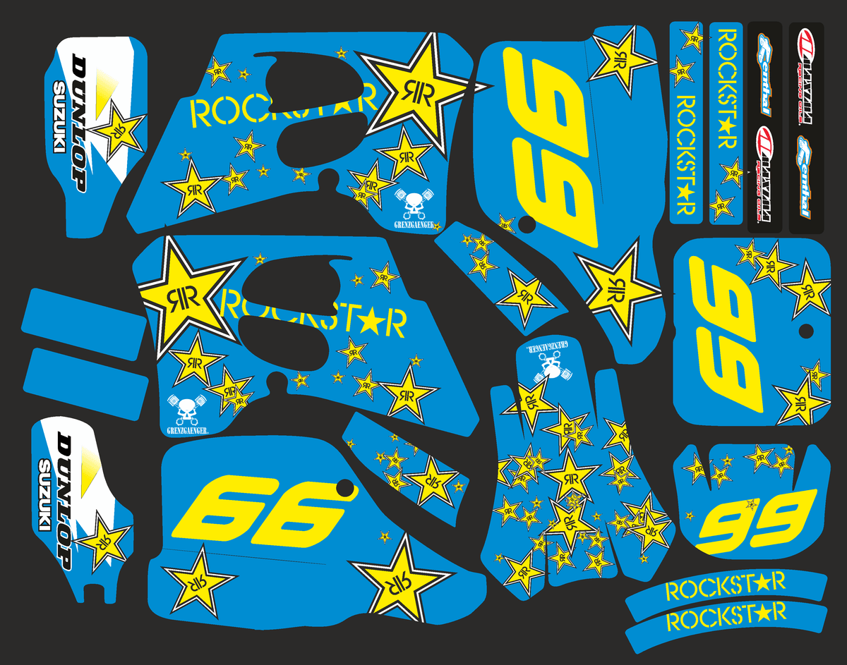 kit gráfico SUZUKI RMX / SMX 1998-2001 - ROCKSTAR BLUE