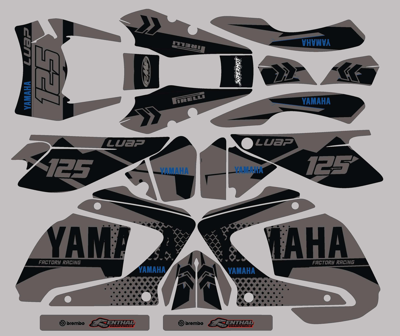 kit grafiche Yamaha DTR DTX 125 2004-2007 GRIGIO