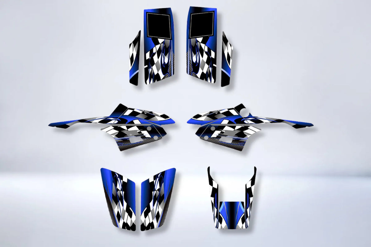 kit gráfico YAMAHA Warrior 350 - AJEDREZ AZUL