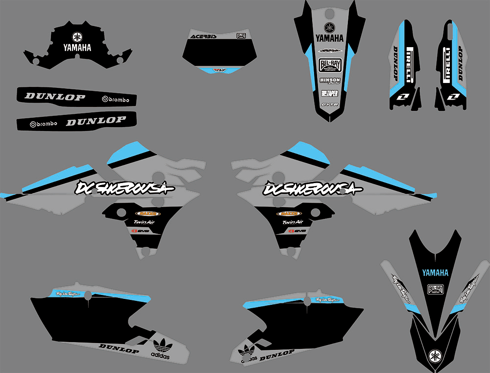 kit grafiche YAMAHA WRF 250-450 2015-2018 GRIGIO AZZURRO CIELO