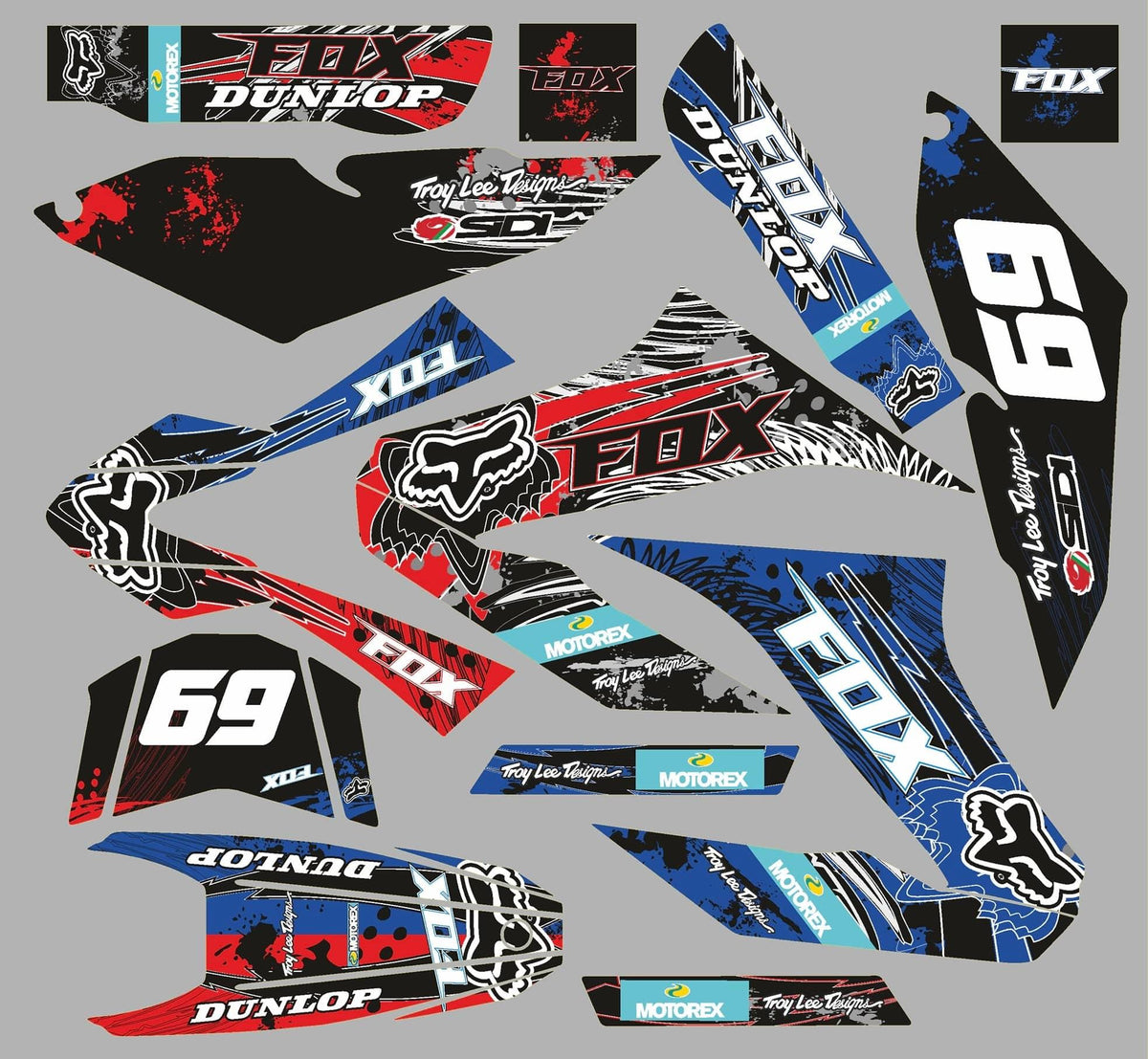 Kit Déco YAMAHA WRR WRX 125 - FOX BLUE RED