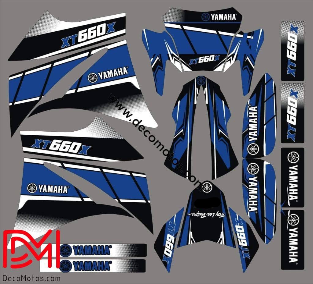 Kit déco YAMAHA XT 660 AVANT 2006 - BLACK AND BLUE
