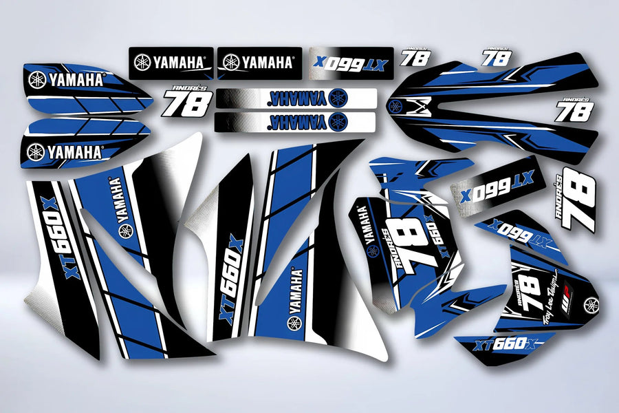 Kit déco YAMAHA XT 660 AVANT 2006 - BLACK AND BLUE