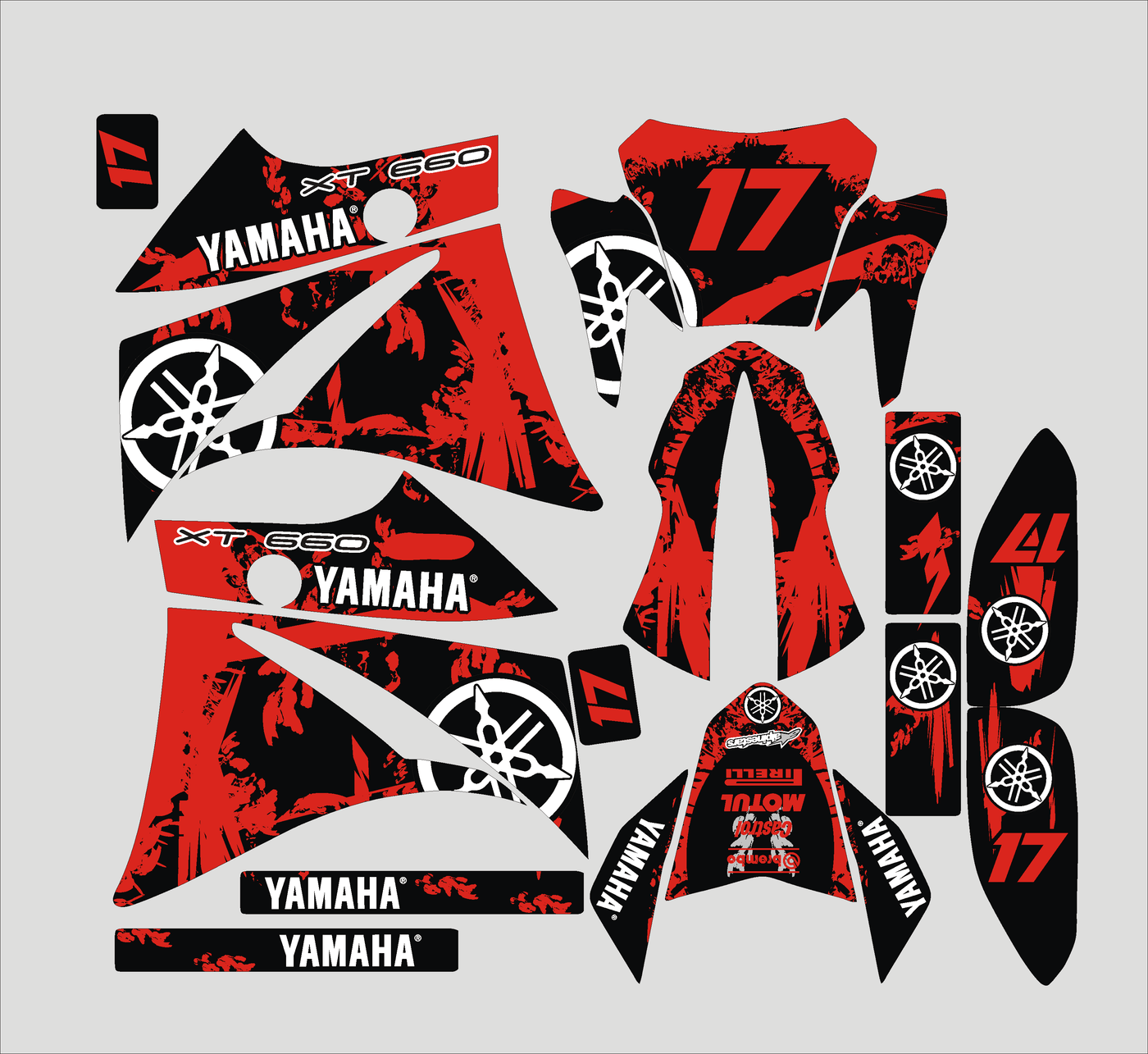 Kit déco YAMAHA XT 660 AVANT 2006 - BLACK RED