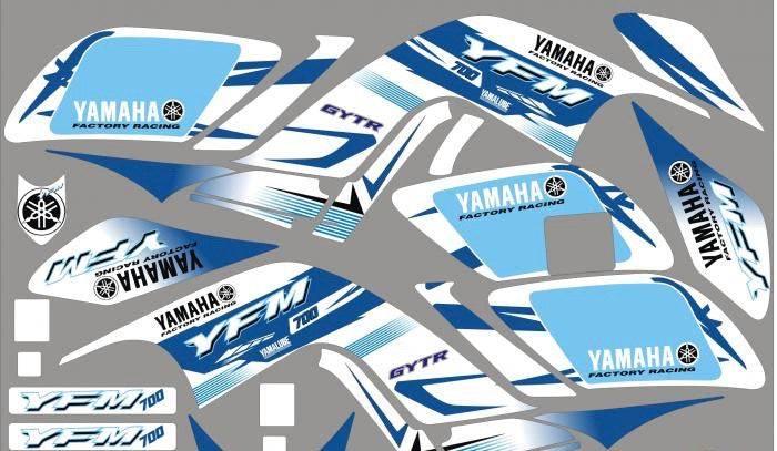 Kit déco Yamaha YFM 700 RAPTOR 2006-2012 -  BLUE WHITE
