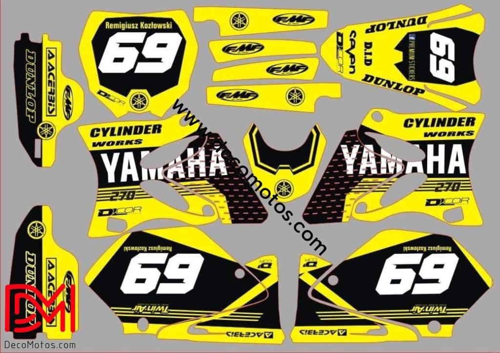 Kit déco YAMAHA YZ 125-250 2002-2014 Jaune 2 (Non fluo, fluo en option)