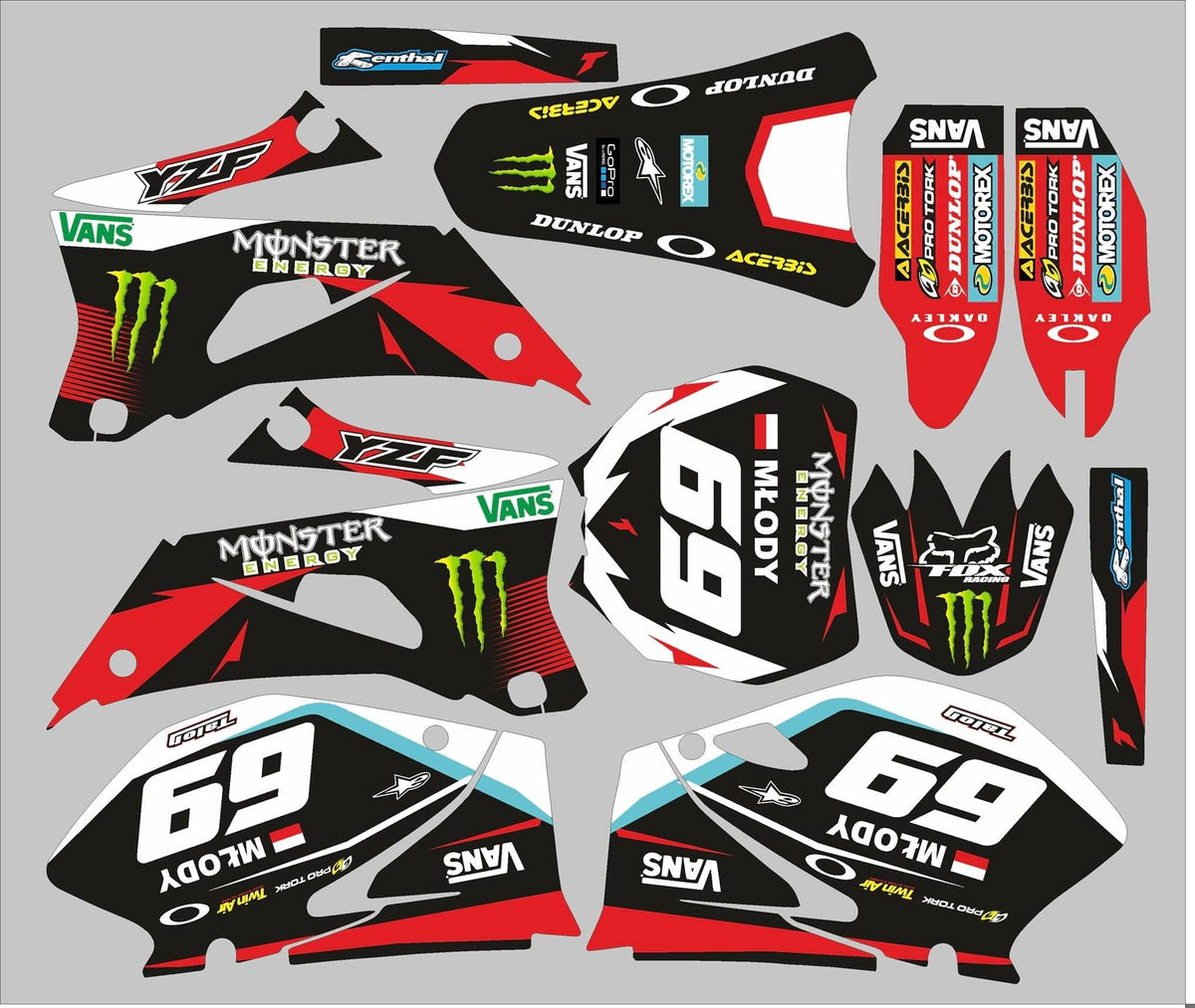 Kit Déco YAMAHA YZF 250-450 2006-2009 RED MONSTER