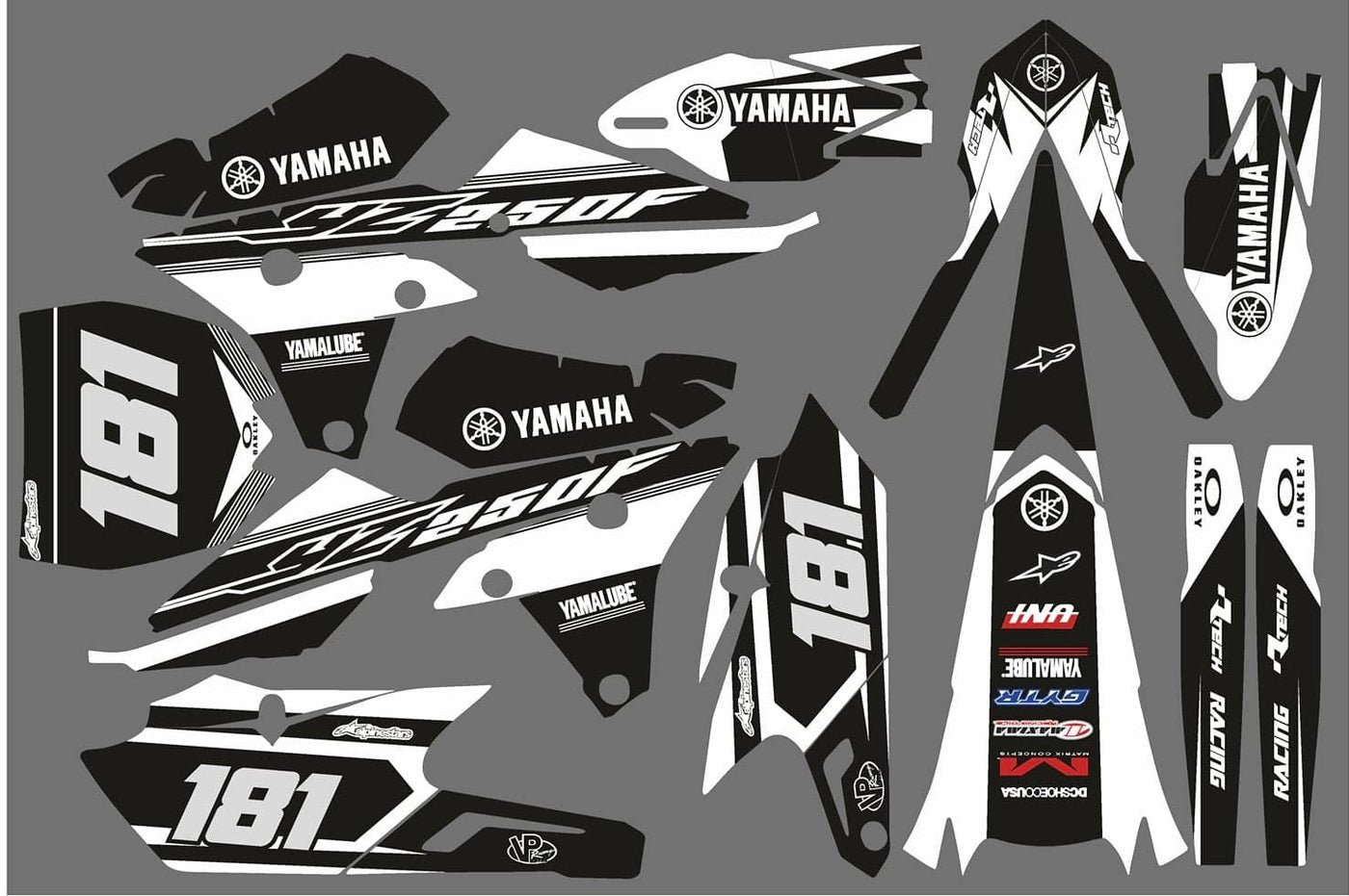 Kit Déco YAMAHA YZF 250-450 2014-2017 B&W