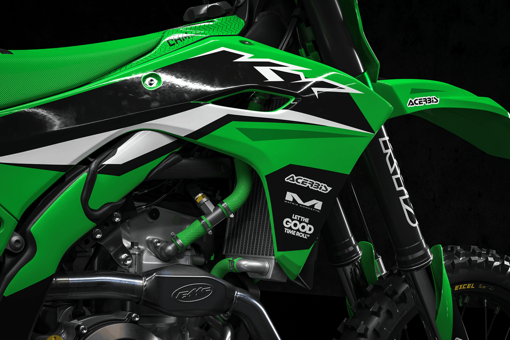 "GREENVIBE" - Kit Déco KAWASAKI KXF 250 2025 & KXF 450 2024-2025 - DecoMotos