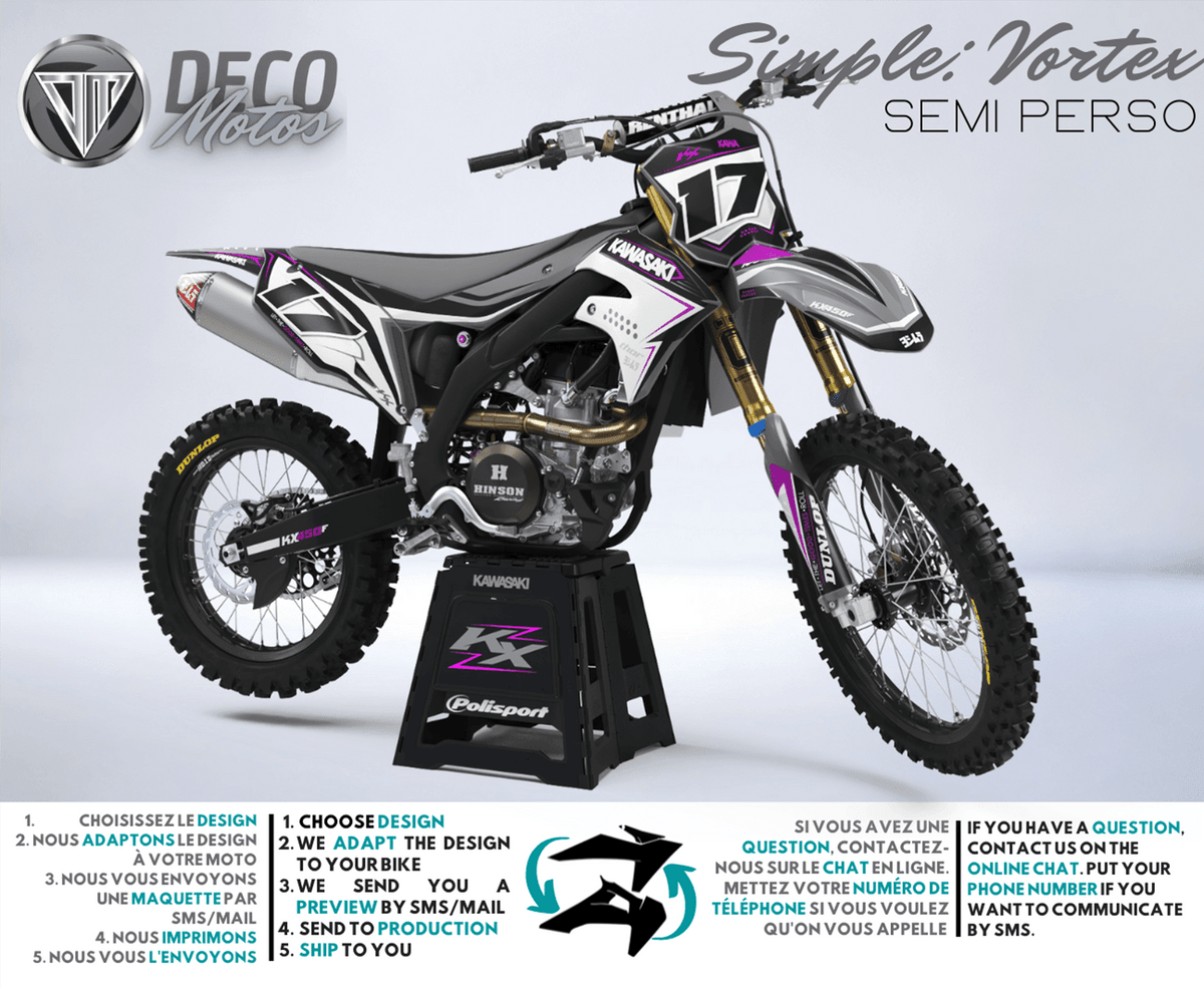 Kit Déco Kawasaki KXF 250 2021-2024 & KXF 450 2019-2023 - Vortex