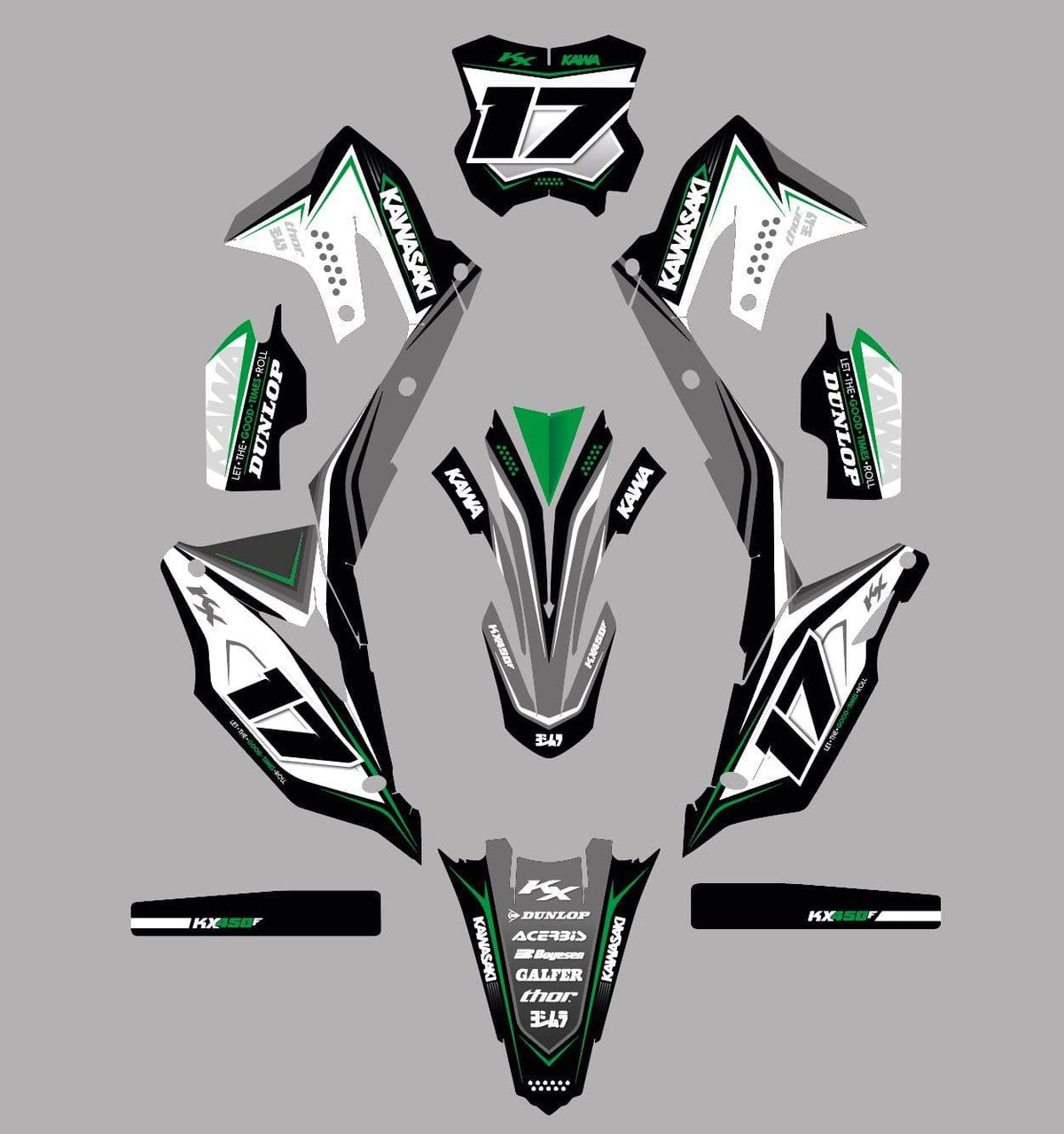 Kit Déco Kawasaki KXF 250 2021-2024 & KXF 450 2019-2023 - Vortex