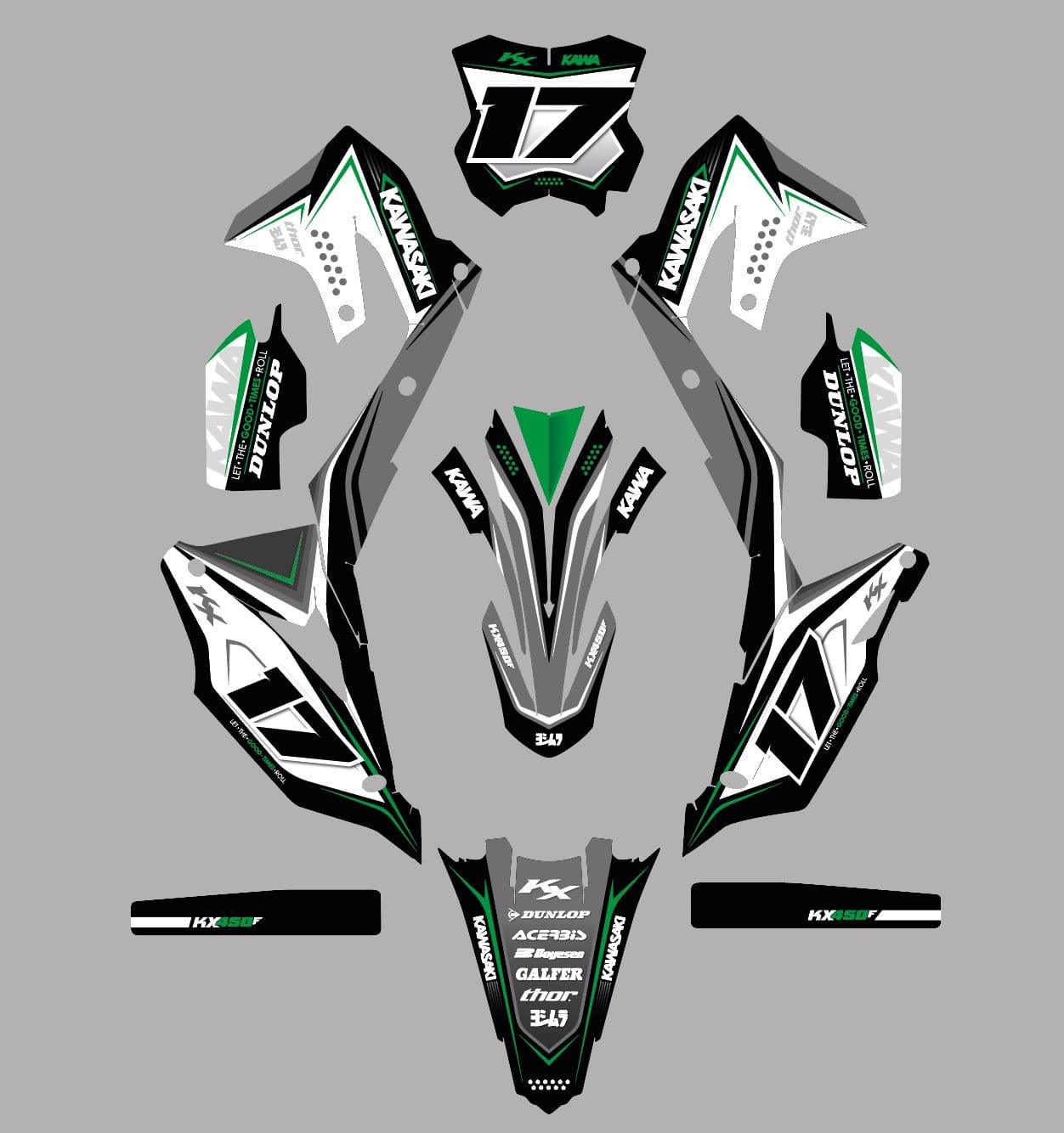 Kit Déco Kawasaki KXF 250 2021-2024 & KXF 450 2019-2023 - Vortex