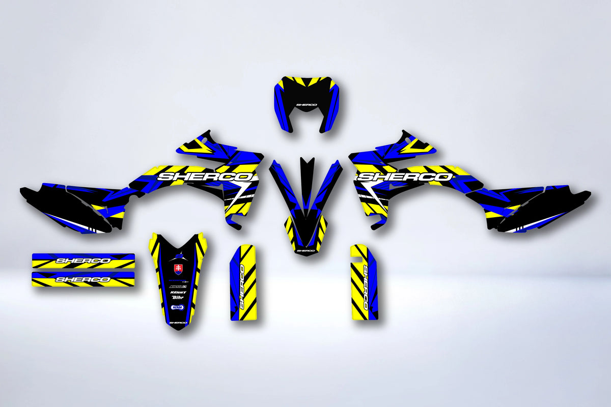 Kit de adhesivos Sherco SE-R SM-R 50cc 2013-2026 - AZUL AMARILLO