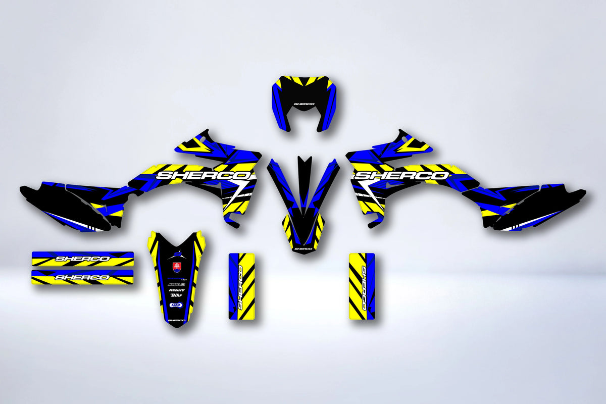 Kit de adhesivos Sherco SE-R SM-R 50cc 2013-2026 - AZUL AMARILLO