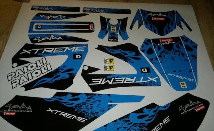 Kit decorativo DERBI XTREME XRACE PRIMA DEL 2011 - FIAMME BLU