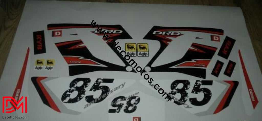 Kit Déco Derbi Drd Racing 2004-2009 85Th Anniversary Rouge (Uniquement Les 2 Ouies)