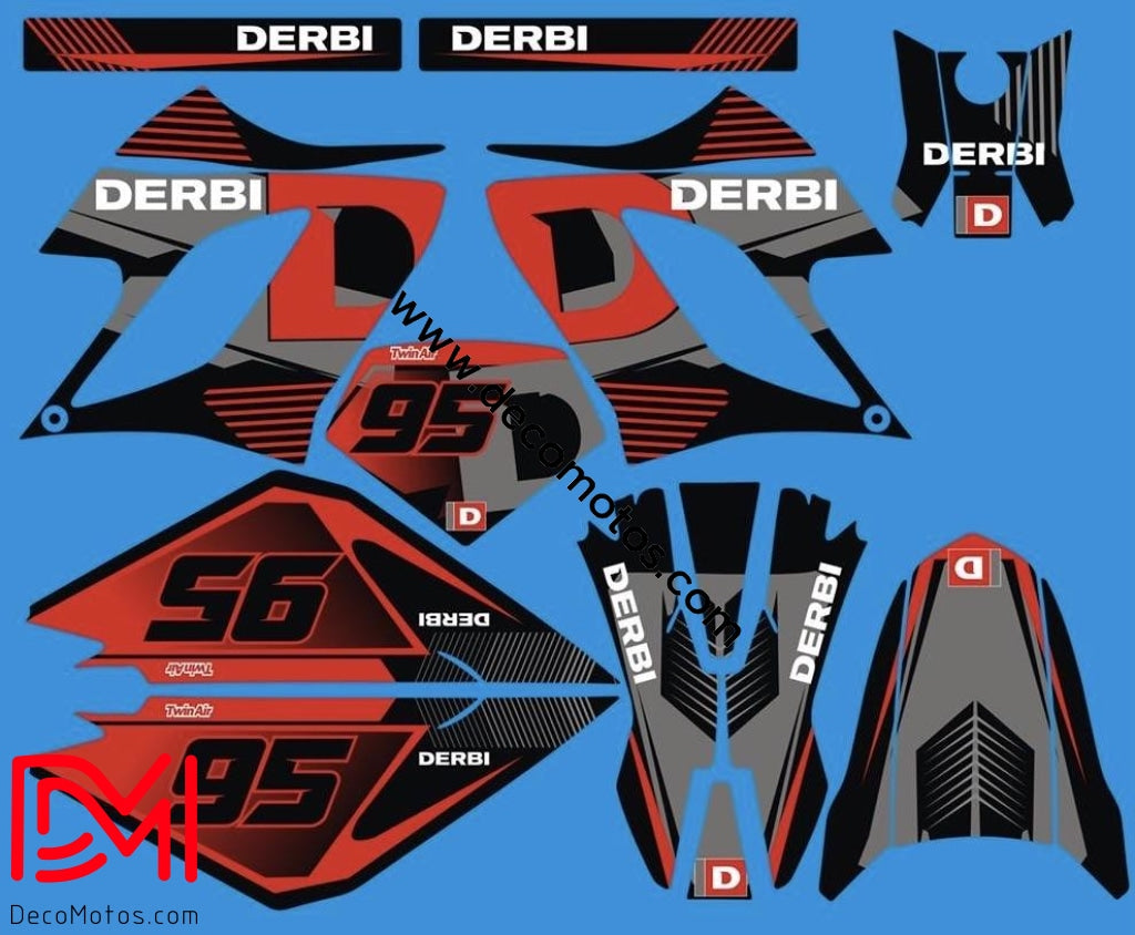 Kit Déco Derbi Drd Racing 2004-2009 Grey Red
