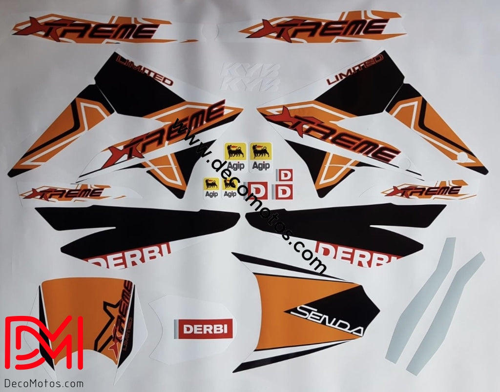 Kit Deco Derbi Xtreme / Racing Apres 2011 Orange