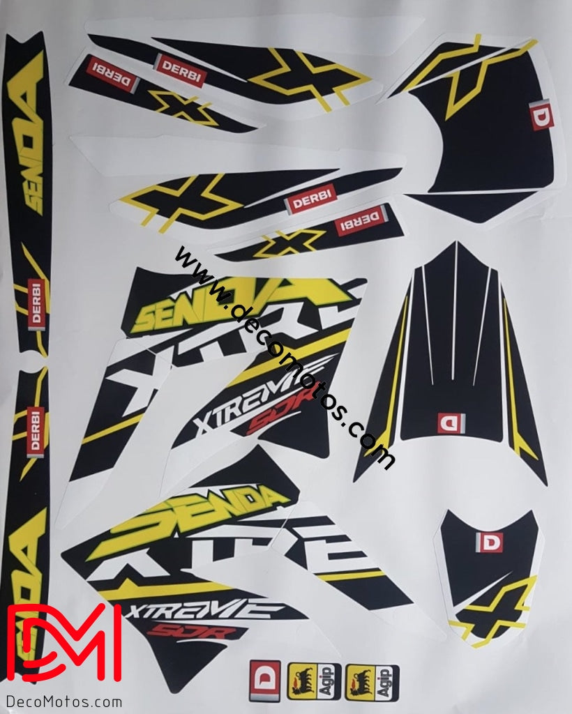 Kit Deco Derbi Xtreme / Racing Apres 2011 Origine Yellow